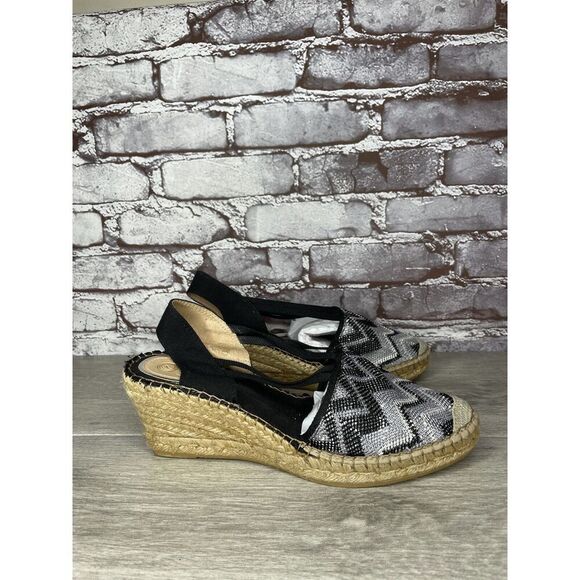 Vidorreta Metallic Silver Blue Rope Espadrilles Wedge Sandals Women 41EU/10.5US - Picture 14 of 16